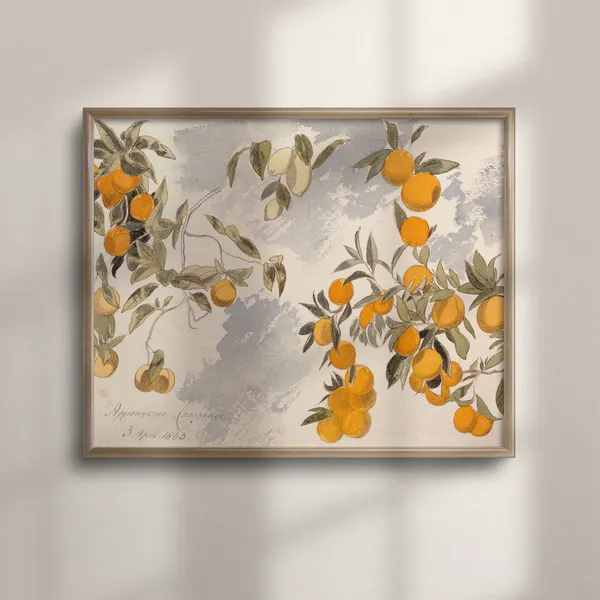 Vintage Farmhouse Fruit Watercolor Botanical Art Print