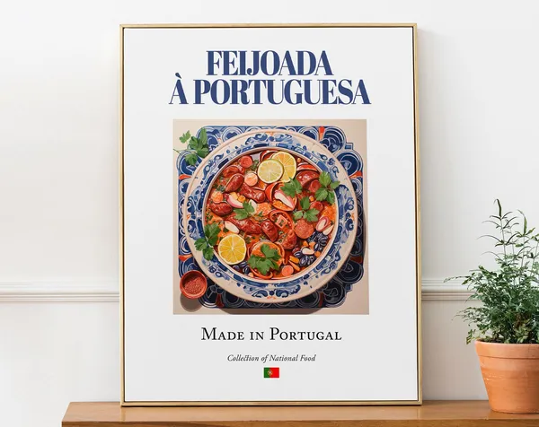 Feijoada Portuguesa Azulejo Tile Plate, Food Poster