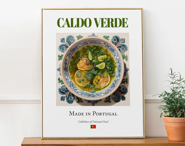 Caldo Verde on Azulejo Tile, Portugal Food Art Print