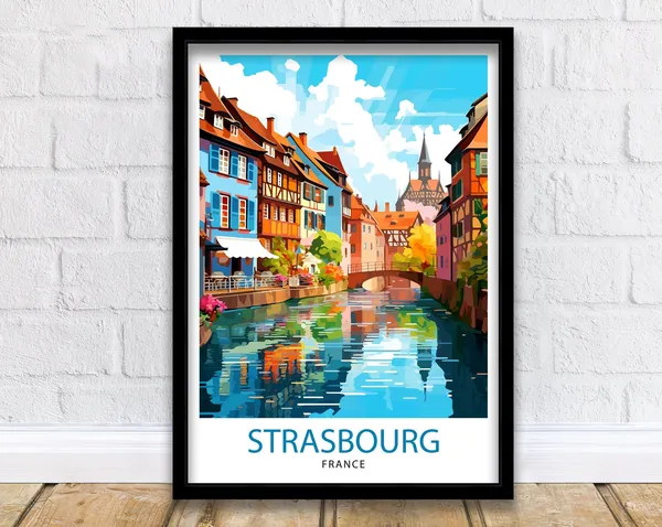 Strasbourg France Travel Poster, Europe Wall Decor