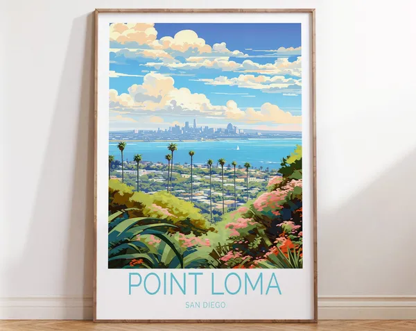 Point Loma California Travel Poster, San Diego Travel