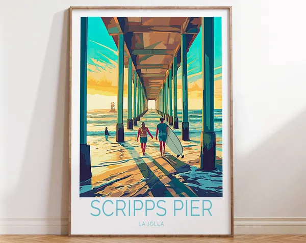 Scripps Memorial Pier La Jolla Travel Poster