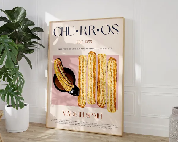 Churros Food Print, Modern Spanish Kitchen Decor