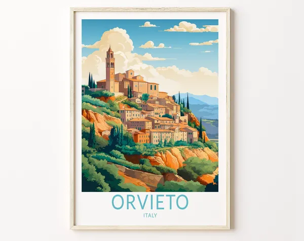 Orvieto Italy Travel Poster, Tuscany Wall Art