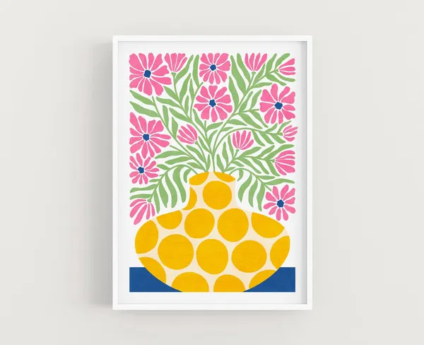 Floral Pop Art Poster Print, Modern Botanical Decor