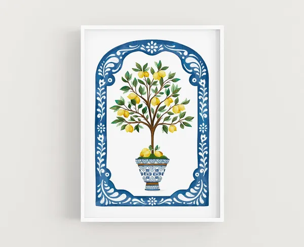 Lemon Tree Poster Print, Botanical Wall Decor