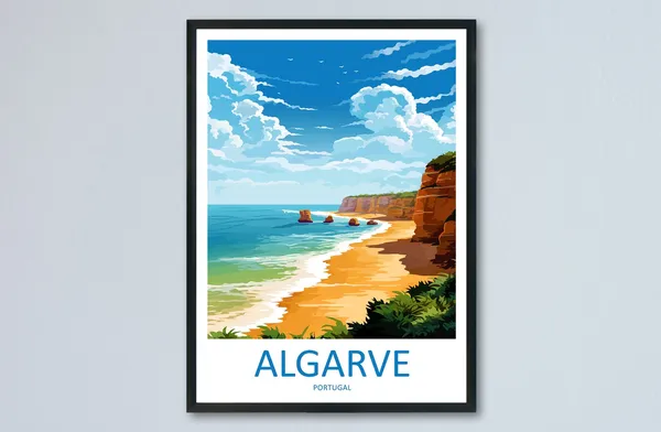 Algarve Travel Poster, Portugal Wall Art Print