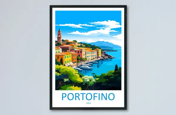 Portofino Travel Poster, Italy Place Print