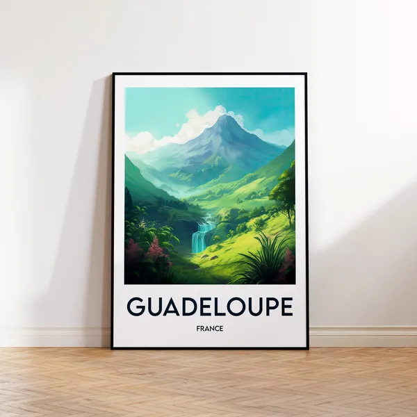 Guadeloupe Vintage Travel Poster, France Illustration