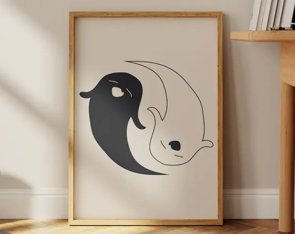 Yin Yang Ghosts Halloween Gothic Art Print