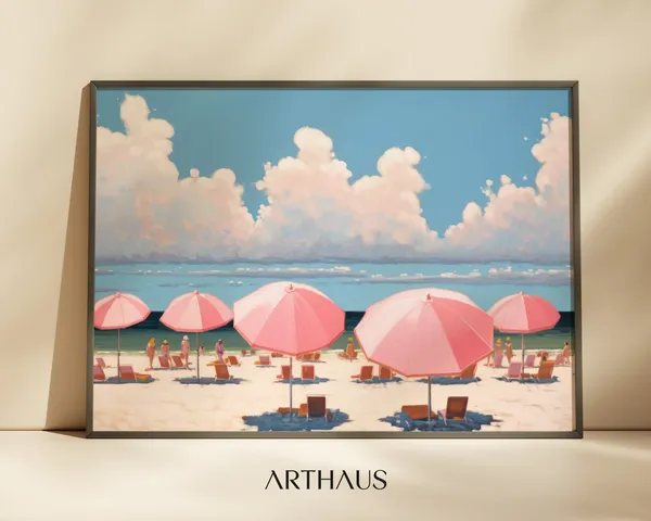 Vintage Beach Poster Print, Maximalist Coastal Decor