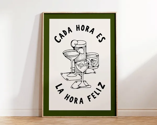 Vintage Mexican Cocktail Poster, Spanish Decor Print