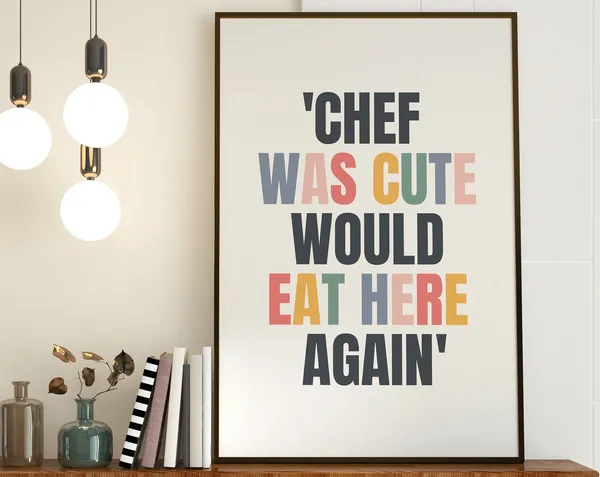 Chef Was Cute Quote Kitchen Wall Art Print