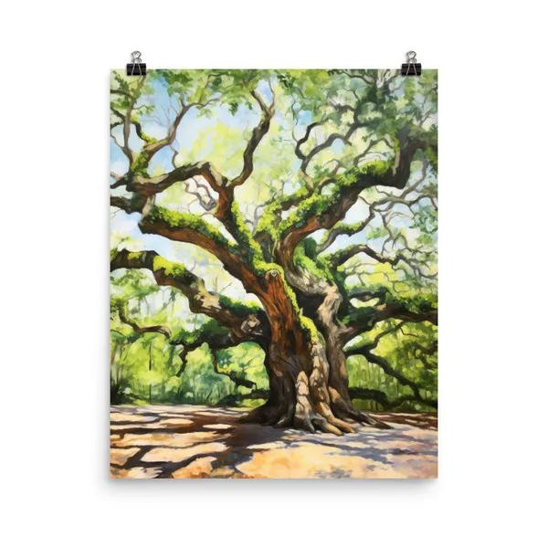 Angel Oak Watercolor Print, South Carolina Travel Poster