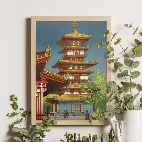 Twilight In Yakushiji Temple, Ukiyo-E Travel Poster