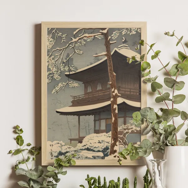 Snow At Ginkakuji Temple, Asano Takeji Ukiyoe Art Print