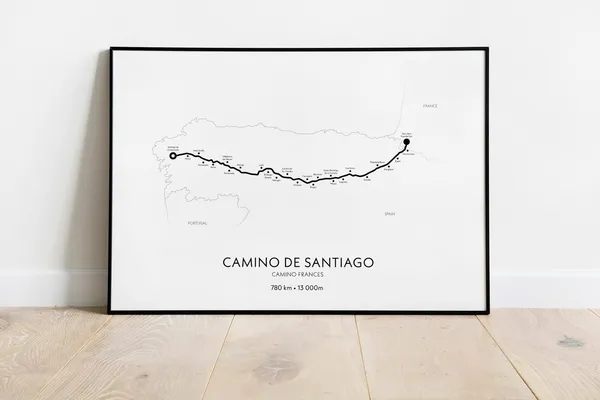 Camino De Santiago Minimalist Map Poster Print