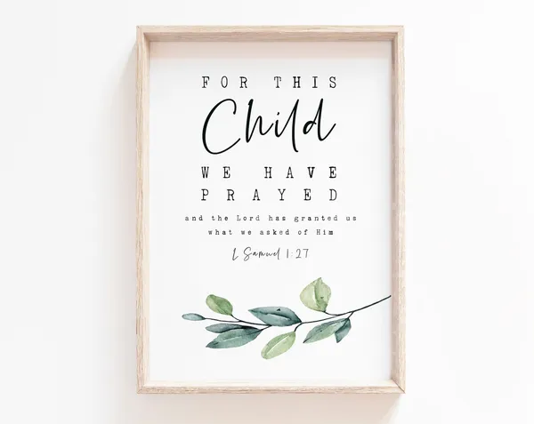 For This Child We Have Prayed Bible Verse Art Print