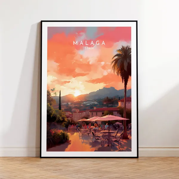Malaga Travel Poster, Spain Place Print