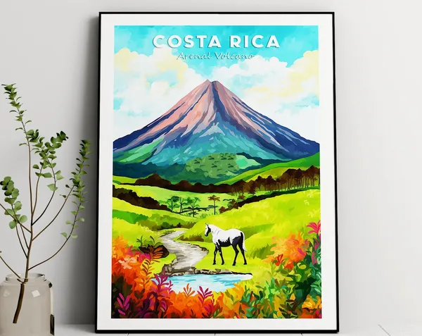 Arenal Volcano National Park Travel Poster, Costa Rica