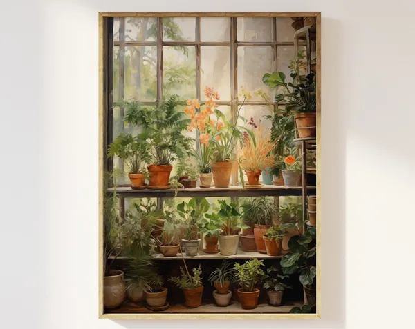Botanical Bohemian Houseplants Art Print, Neutral Boho