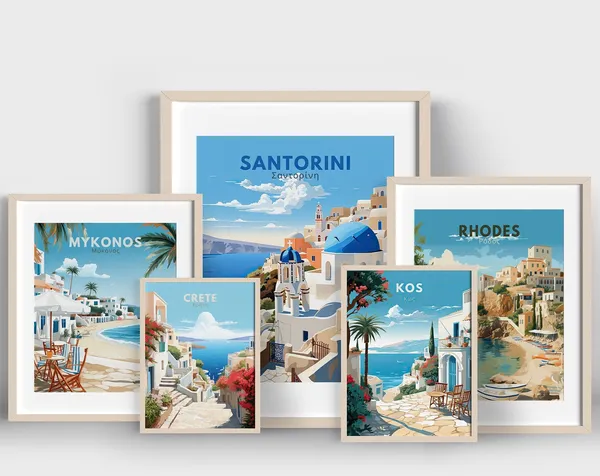 Greece Travel Poster, Greek Islands Art Print