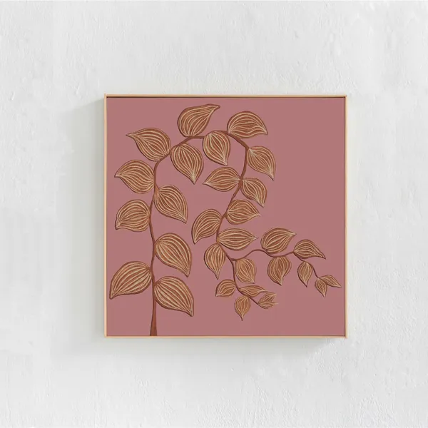 Botanical Wall Print, Pink and Orange Eclectic Art