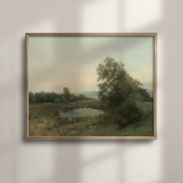 Countryside Landscape Vintage Farmhouse Art Print