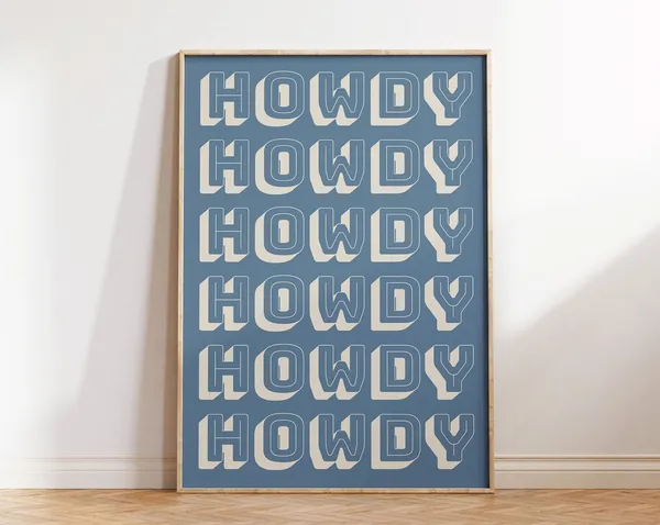 Retro Howdy Vintage Western Typography Poster