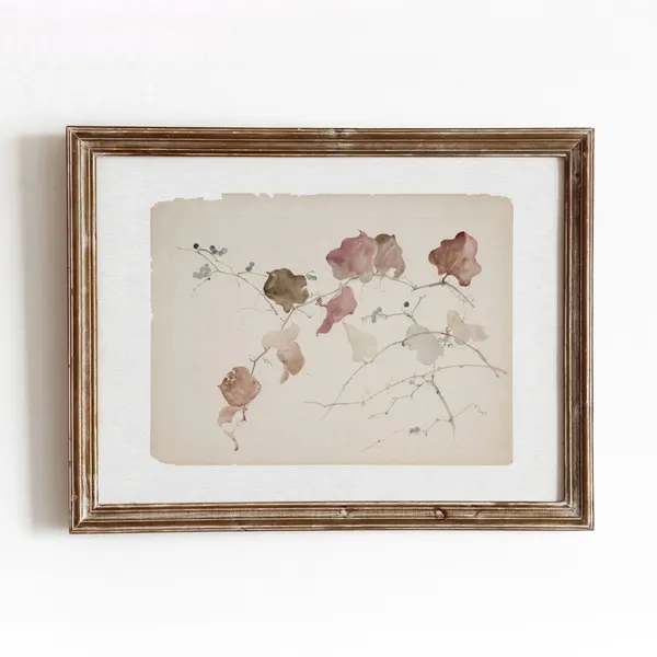 Clematis Vine Vintage Botanical Watercolor Art Print
