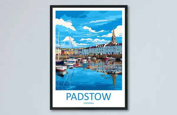 Padstow Harbour Travel Poster, Cornwall Wall Art