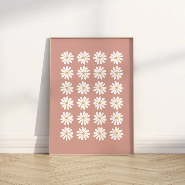 Daisy Print, Boho Floral Nursery Wall Art
