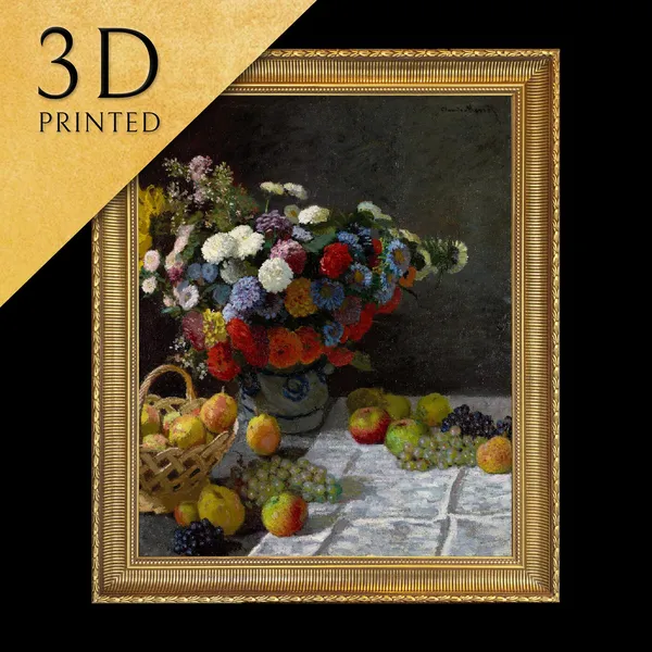 Monet Still Life With Flowers And Fruit, Oil Painting Print