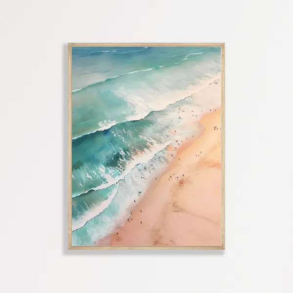 Retro Coastal Beach Landscape Aesthetic Poster Print