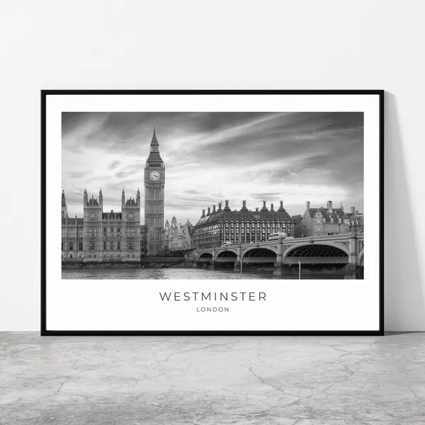 Westminster London Travel Poster, Big Ben Landmark