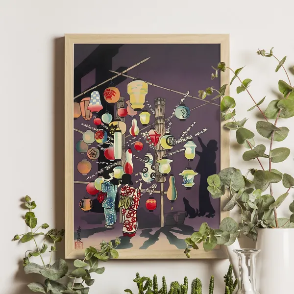 Paper Lantern Seller in the Evening, Ukiyo-e Art Print