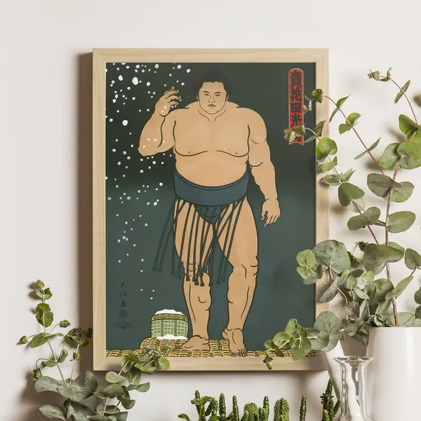 Takahanada Sumo Wrestler Ukiyo-e Travel Poster