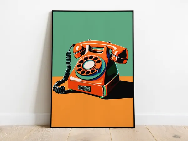 Retro Rotary Phone Art Print, Vintage Telephone