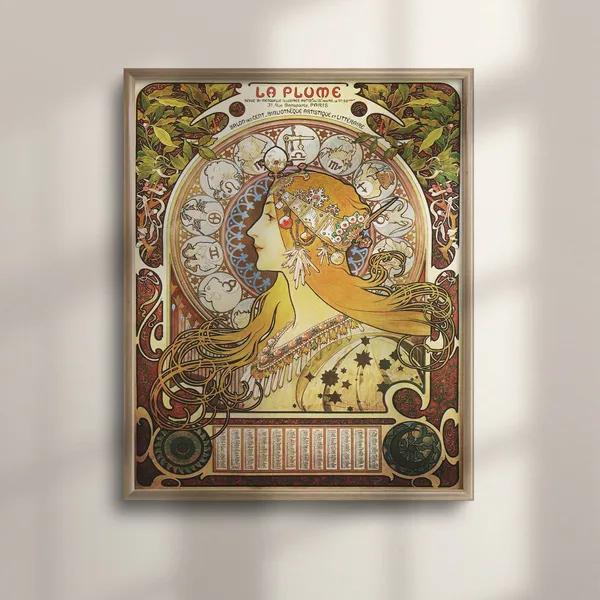 Alphonse Mucha Art Nouveau Poster, Vintage Romance