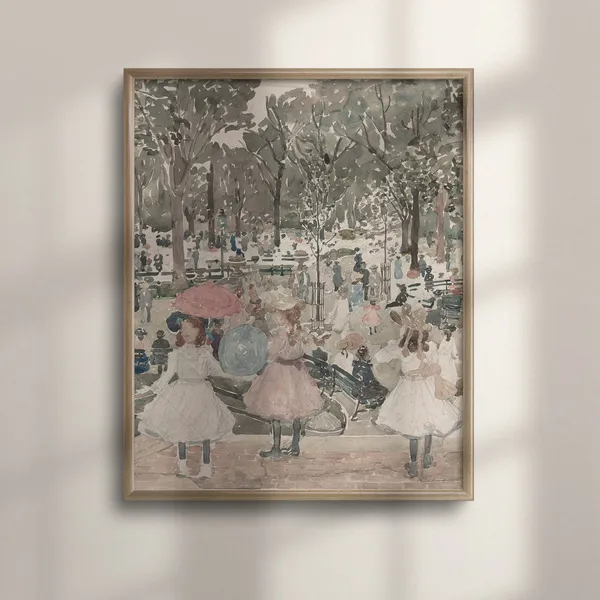 Vintage Girls Room Art, Antique Watercolor Carnival