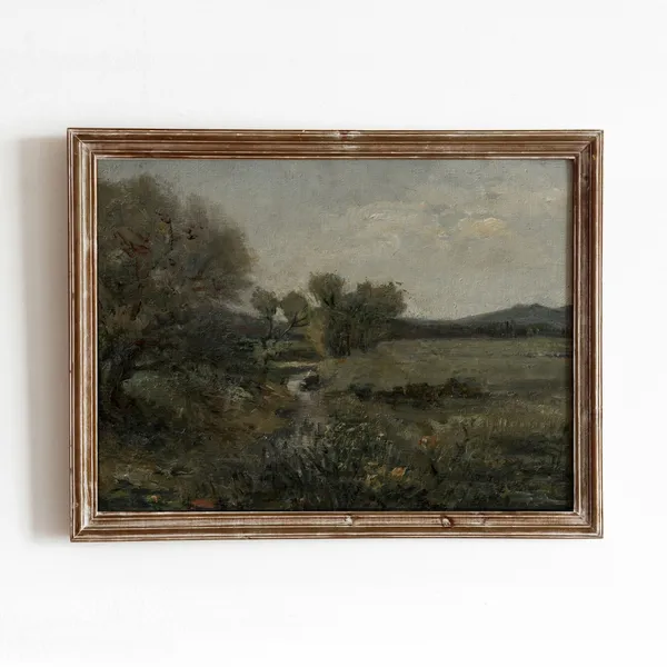 Evening Landscape Vintage Countryside Art Print