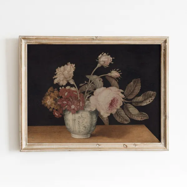 Blush Flower Still Life Vintage Rose Art Print