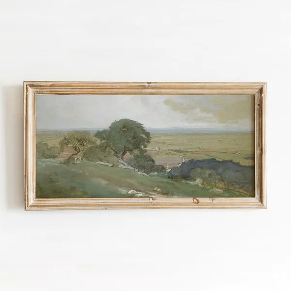 Olive Tree Landscape Vintage Italian Watercolor Print