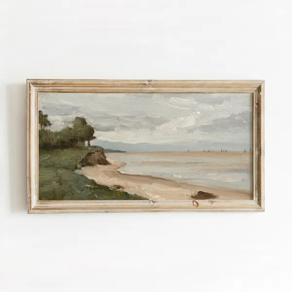 French Coast Vintage Seascape Painting Art Print