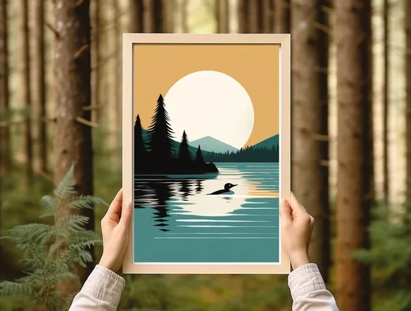 Vintage Loon Print, Rustic Minnesota Cabin Art