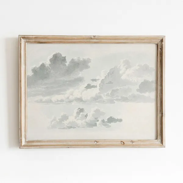 Black And White Cloud Study Vintage Sky Art Print