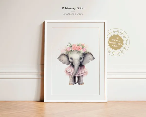 Ballerina Elephant Nursery Art Print, Girl Decor