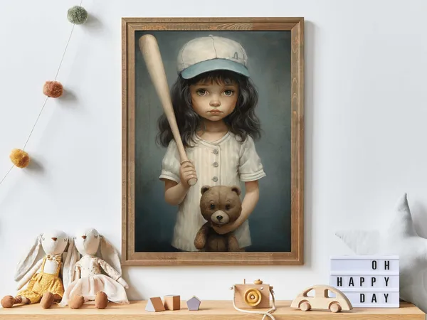 Vintage Sports Baseball Nursery Art Print