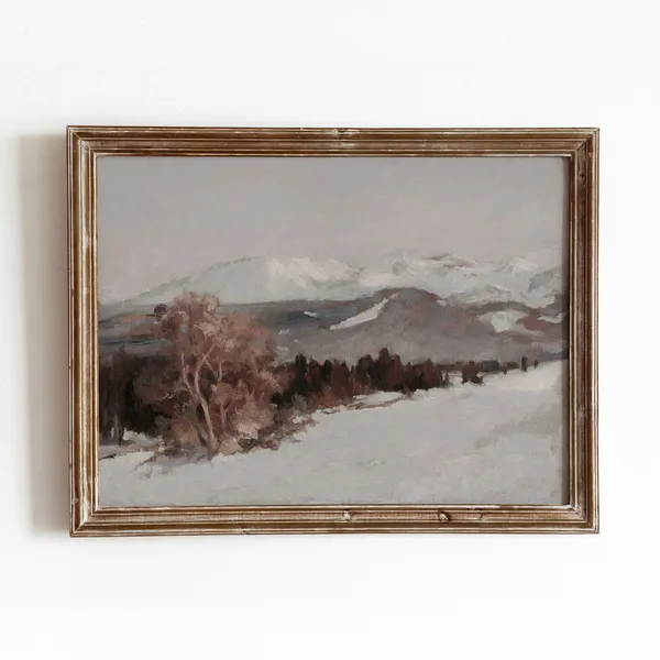 Winter Mountain Landscape Vintage Travel Poster