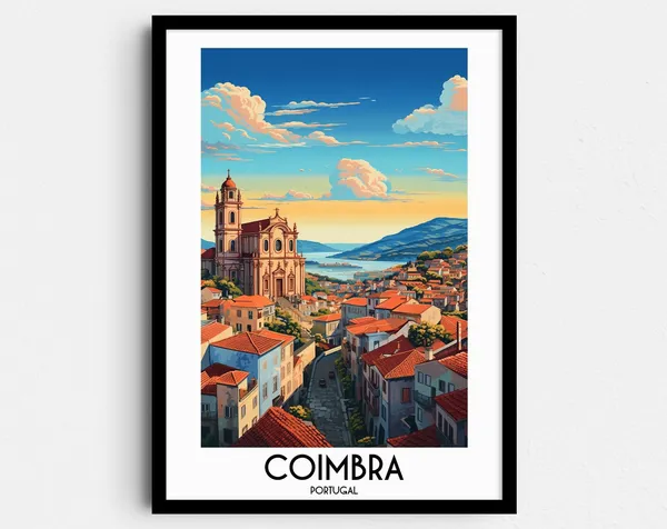 Coimbra Travel Poster, Portugal Home Decor Print